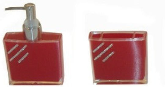 Eurocasa Eurocasa Bathroom Accessory Set Plastic Red