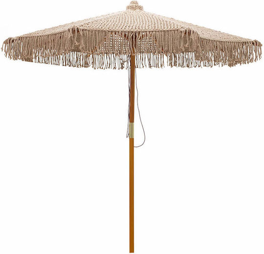 Professional Umbrella Floor Round Wooden Beige D2.5m Professional Umbrella Floor Round Wooden Beige D2.5m