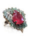 Natural Emerald Ruby Ring 925 Size 15