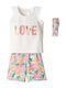 Kids' Set with Shorts Summer 3pcs White "love