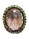 Artistic Silver Ring Natural Amethyst Diopsides Size 16.5