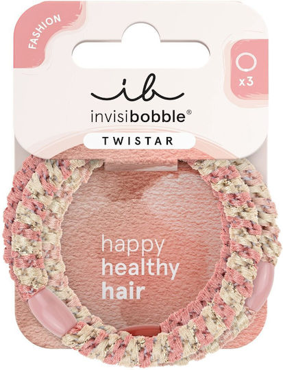 Invisibobble Twistar Blush Braids Λαστιχάκια Μαλλιών Λεπτά Έως Κανονικά Μαλλιά Κράτημα Λιγότερα Σημάδια Πόνο & Φθορά 3 Τεμάχια