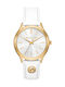 Michael Kors Slim Runway Γυναικείο Ρολόι Μπαταρίας με Λευκό Δερμάτινο Λουράκι