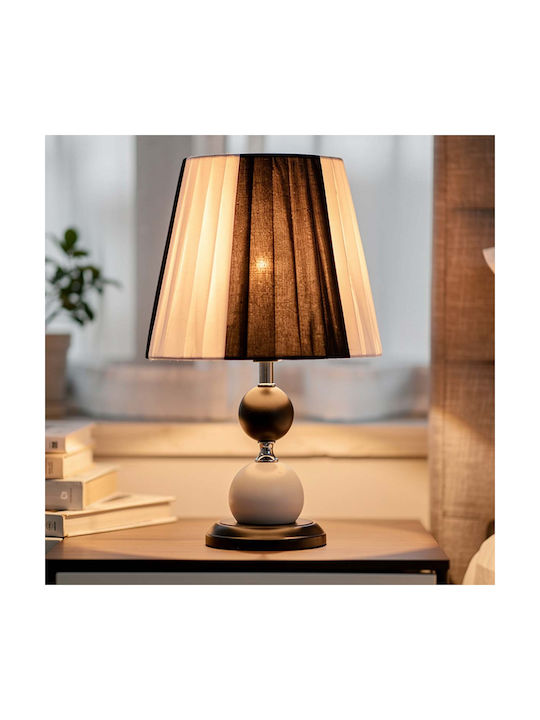 Avizar E27 Base Led Table Lamp Dimmer Fabric Lampshade Black White