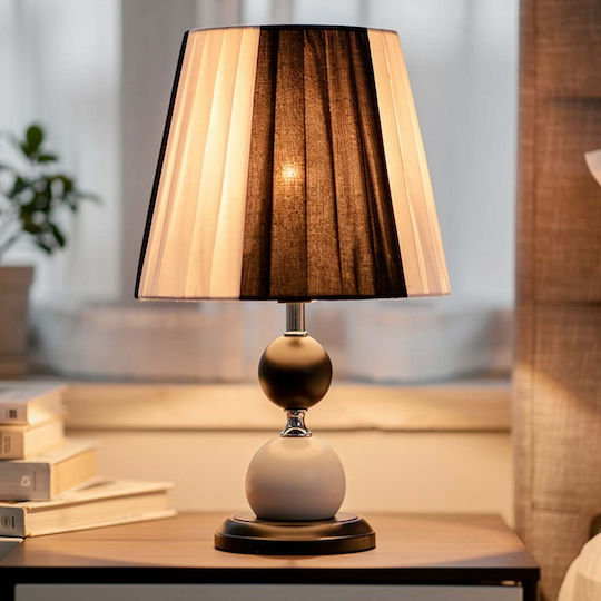 Avizar E27 Base Led Table Lamp Dimmer Fabric Lampshade Black White