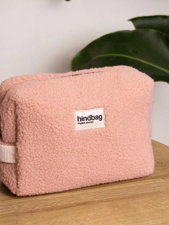 Hindbag Kulturbeutel Leon Teddy Rosa Kulturbeutel Faux Fur Reißverschluss