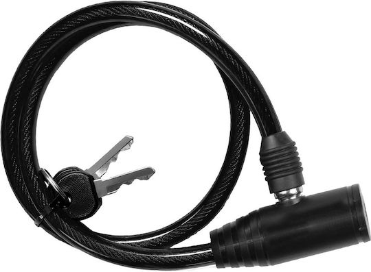 Avizar Antifurt Compact cu Cap Rotund Cablu cu Cheie pentru Biciclete Trotinete Negru