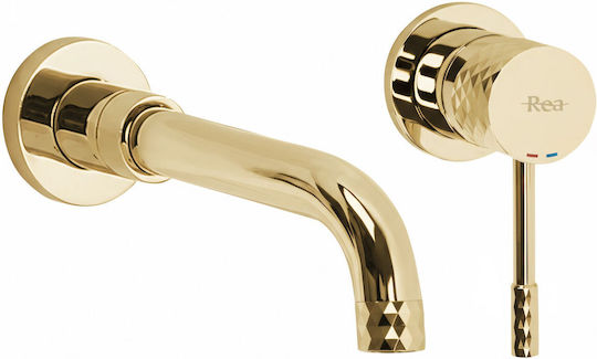 Rea Lungo Set Mischer & Auslauf für Wandmontage für für Waschbecken Gold