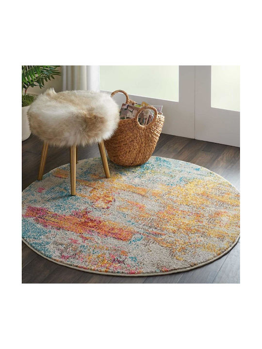 Rug Round Aqua Multi