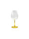 Domumart Set de pahare pentru Vin Alb din Cristal în Culoarea Galben Cu picior 450ml 6buc