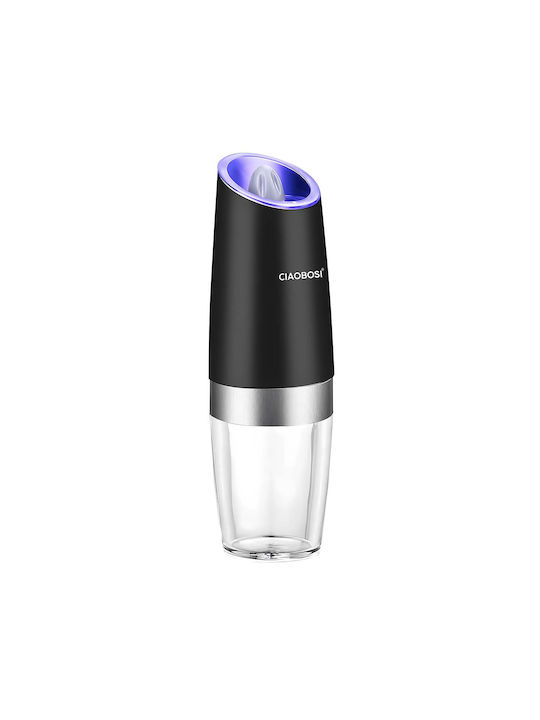 Avizar Electric Gravity Mill Pepper Salt Ceramic Mechanism Transparent Black