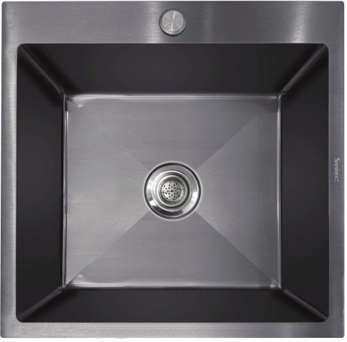 Sanitec 5050B-50 Επικαθήμενος Inox Μ50xΠ50cm Μαύρος