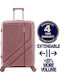 Quasar Großer Reisekoffer Hartschalen Dusty Pink mit 4 Räder Höhe 76cm