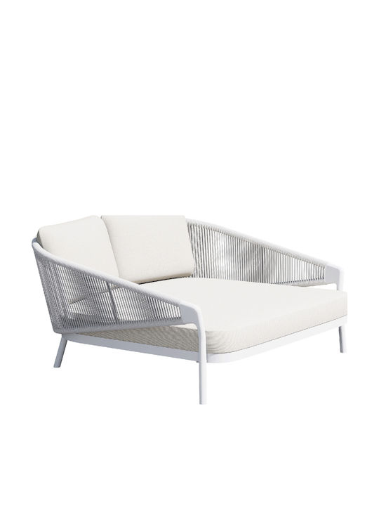 Bench Outdoor Metal White with Pillows 157x149x80cm
