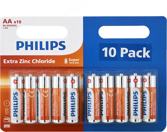 Philips Extra Цинкова батерия Цинк AA 1.5V 10бр