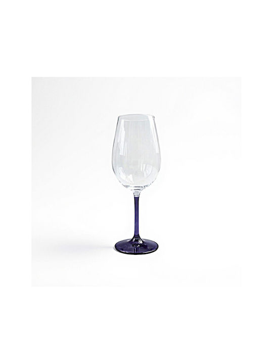 Domumart Set de pahare pentru Vin Alb din Cristal în Culoarea Violet Cu picior 350ml 6buc