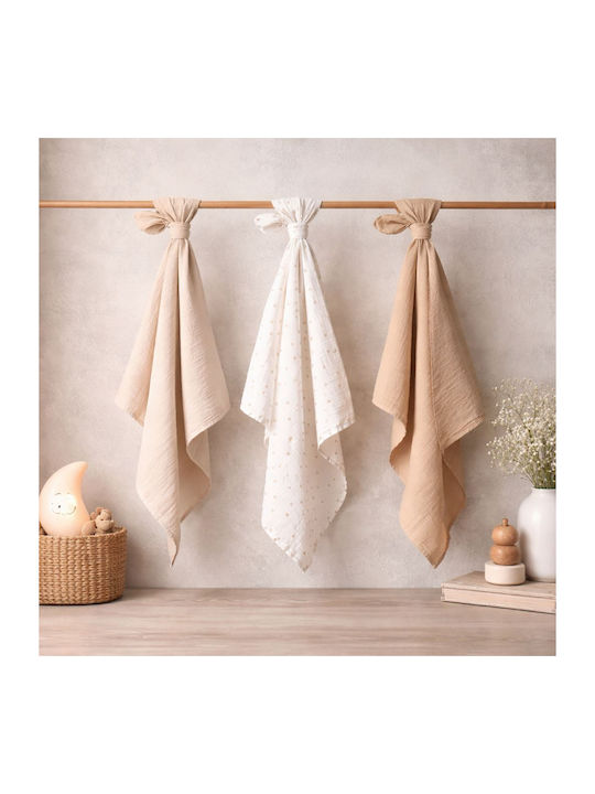 Babyono Muslin Beige Swaddle Blankets 70x70cm 3...