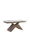 Marron Tisch Küche Ausziehbar mit Steinoberfläche White Marble Effect 180x90x75cm