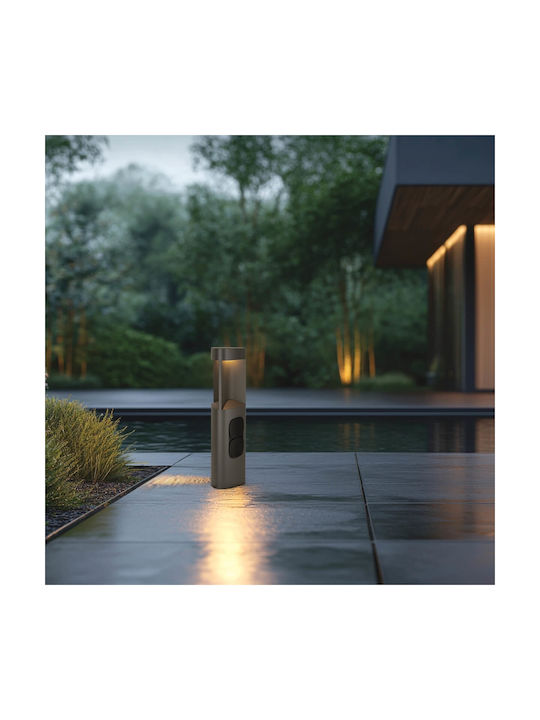 Zambelis Lights Outdoor Floor Lamp Small Post LED 7W with Warm White Light IP54 Gray