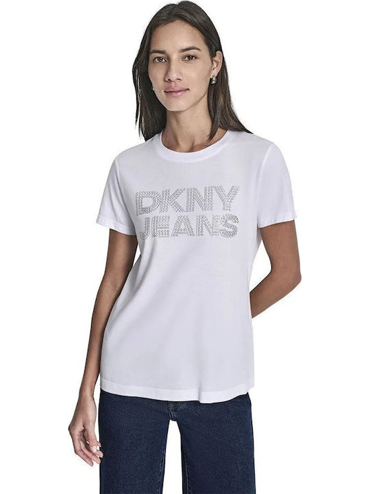 DKNY Γυναικεία Μπλούζα Κοντομάνικη Άσπρο