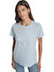 Damen Bluse Baumwolle Kurzärmelig Light Blue