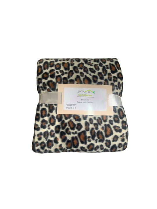 SpitiBazaar Pătură Fleece Extra-dublă 220x240cm Leopard