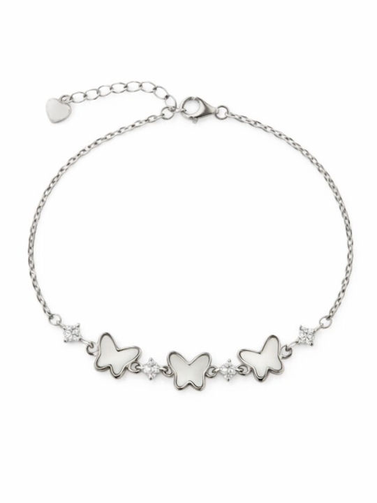 Ulysses Silber Armband aus 925er Silber mit Weißem Emaille 20cm
