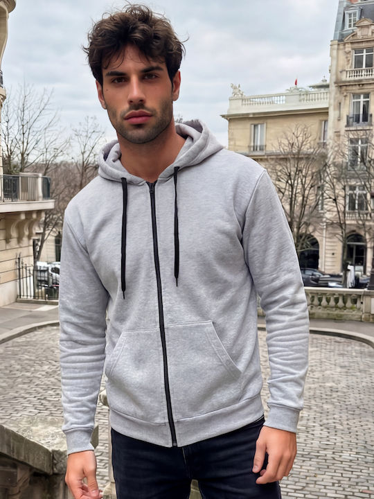 Panda Clothing Ζακέτα με Κουκούλα Γκρι Ανοιχτό