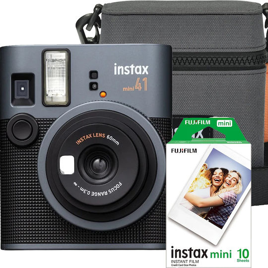 Fujifilm Instax Mini 41 Instant Cameră Analogică Husă de Protecție & Folie 1x10 Neagră