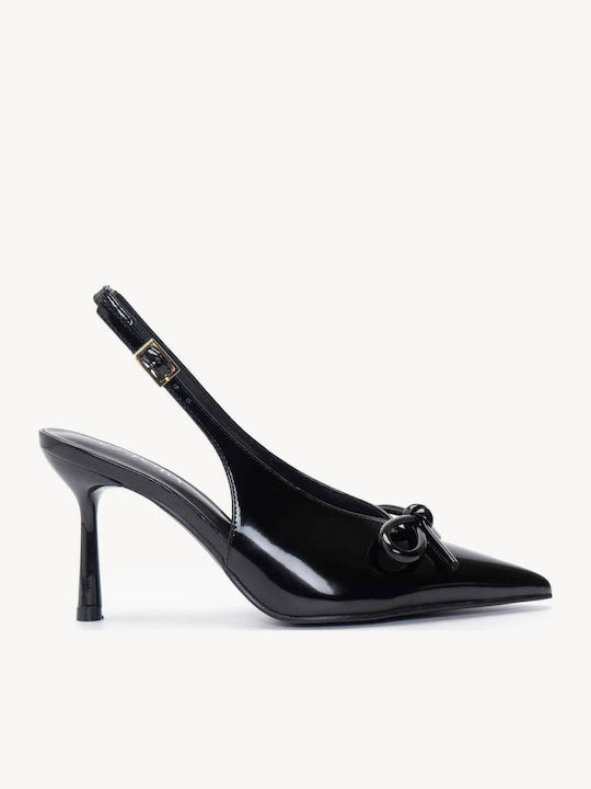 Schwarze Pumps Slingback Spitze Zehe Schleife