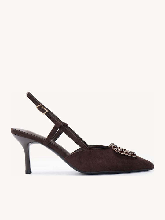 Καφέ Γόβες Slingback Διακοσμητικό Κόσμημα