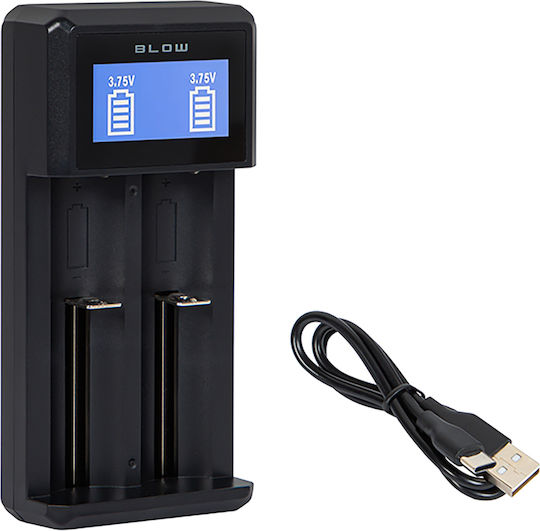 Blow USB Ladegerät 2 Batterien Li-Ion Größe AA/AAA/18650/21700/16340/26650/14500