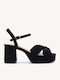Schwarze Wildleder Damen Sandalen mit Dickem Absatz Fiëpa