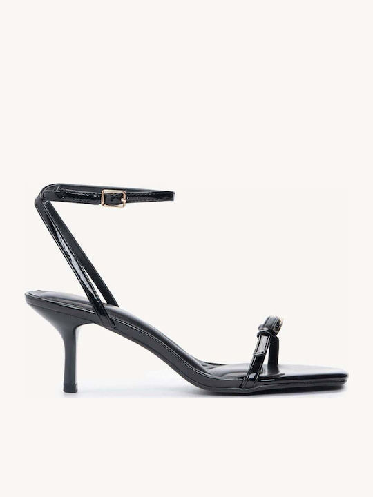 Schwarze Hohe Damen Sandalen mit Dünnen Riemen ...