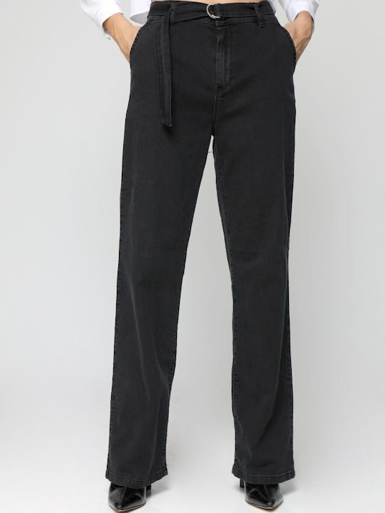 Hoch tailliert Damenjeans Black