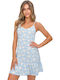 Donna Winter Damen Nachthemd Blau