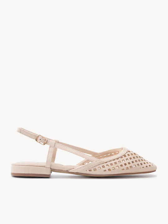 Beige Damen Ballerinas Laser Cut Slingback Mit ...