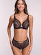 High-waisted Women's Slip with Lace Black