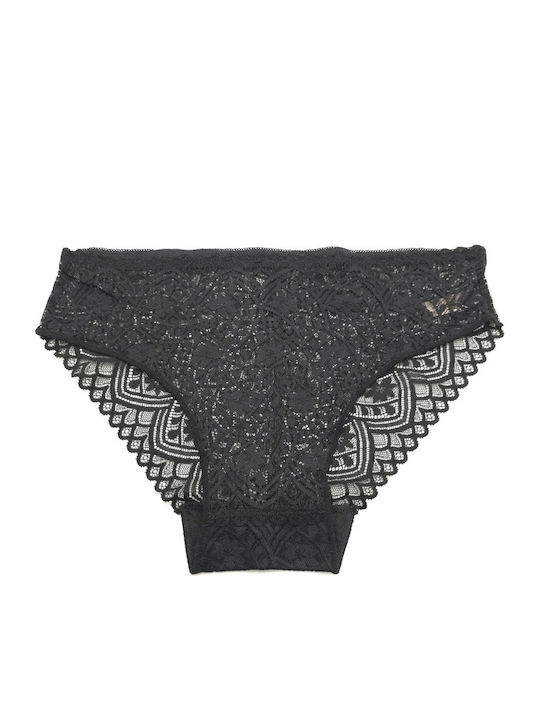 Hana Femeie Slip cu Dantelă Black