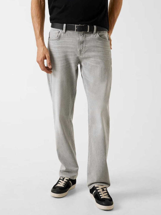 Ανδρικό Παντελόνι Τζιν Ελαστικό με Slim Straight Εφαρμογή Γκρι