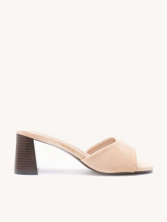 Beige Mules Wide Front Strap