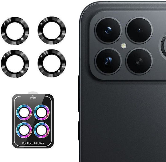 Xiaomi Poco F8 Ultra Enkay Hat-prince 9h Rear Camera Lens Aluminium Alloy Tempered Glass Film Black
