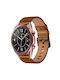 Samsung Galaxy Watch 3 41mm 20mm Sx Connector Metal Button Switch Leather Watch Band Red Brown
