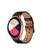 Samsung Galaxy Watch Active 20mm Sx Конектор Метален Бутон Кожена Каишка Черна