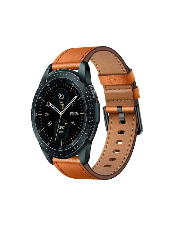 Samsung Galaxy Watch 42mm 20mm Sx Connector Metal Button Switch Leather Watch Band Brown