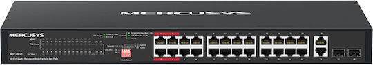Mercusys MS128GP v1 Unmanaged L2 PoE+ Switch με 24 Θύρες Gigabit (1Gbps) Ethernet και 2 SFP Θύρες