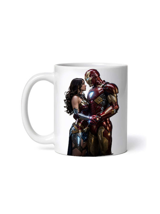 Iron Man And Wonder Woman Cană Ceramică Albă 330ml