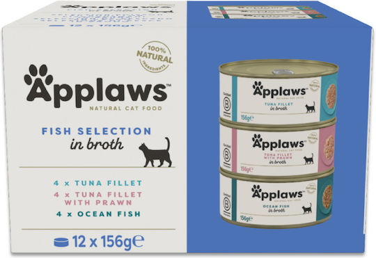 Applaws Υγρή Τροφή για Γάτες με Ψάρια 12x156gr