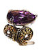 Künstlerischer Silberring Natürlicher Amethyst Granate Größe 17,5