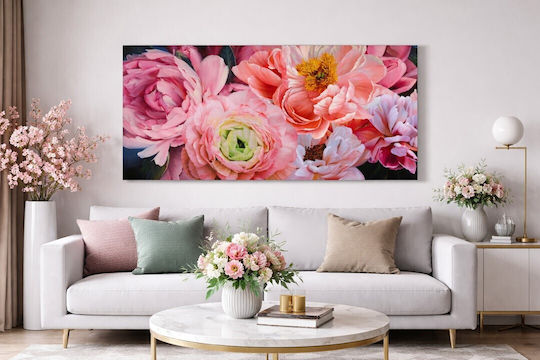 Canvas Painting Flowers Strass 120x60x3cm Inart 3-70-022-1791 Inart